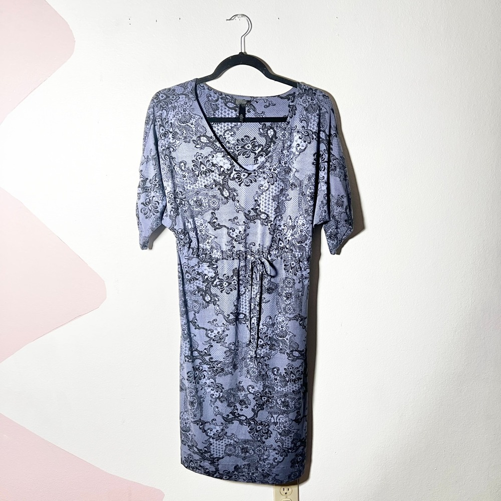 Soma Intimates Sleep Dress Small Purple Black Paisley Lace Print Modal Lounge